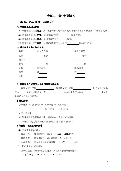 专题2  氧化还原反应(高三总复习)