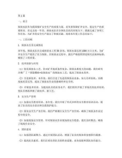 探放水队年度总结(3篇)