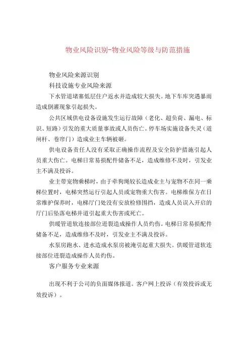 物业风险识别-物业风险等级与防范措施