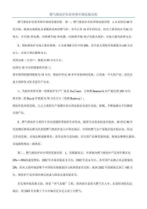 燃气壁挂炉在世界和中国发展历程