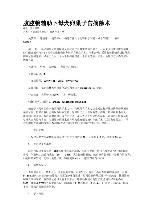 腹腔镜辅助下母犬卵巢子宫摘除术