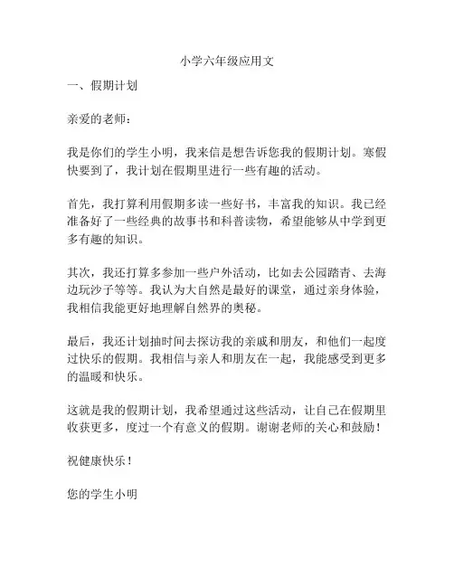 小学六年级应用文