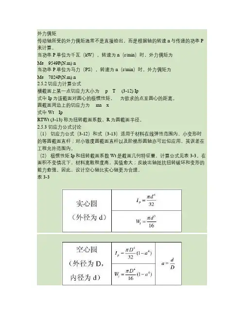 材料力学重点及其公式要点