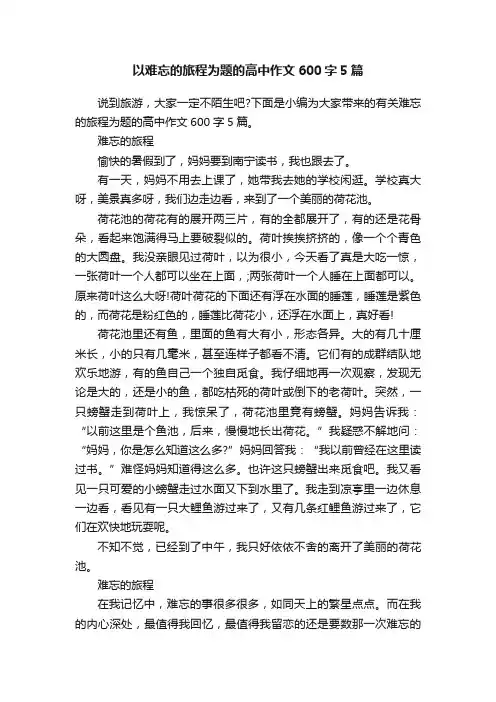 以难忘的旅程为题的高中作文600字5篇