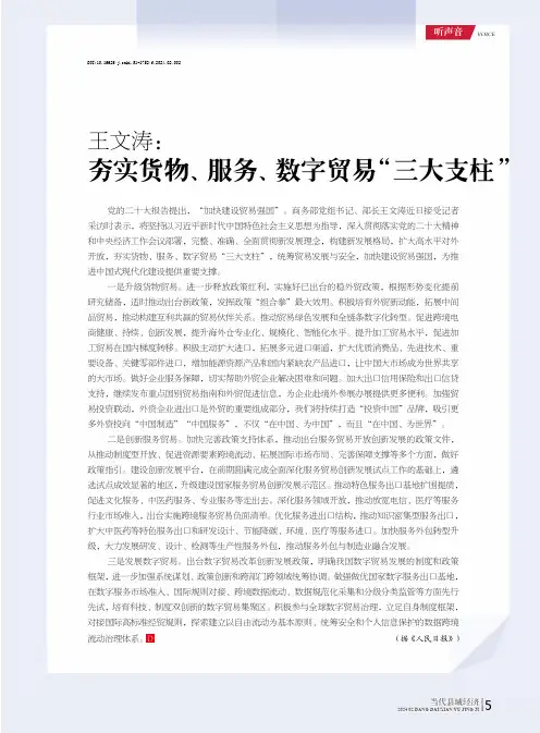 王文涛：夯实货物、服务、数字贸易“三大支柱”