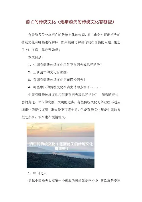 消亡的传统文化(逐渐消失的传统文化有哪些)