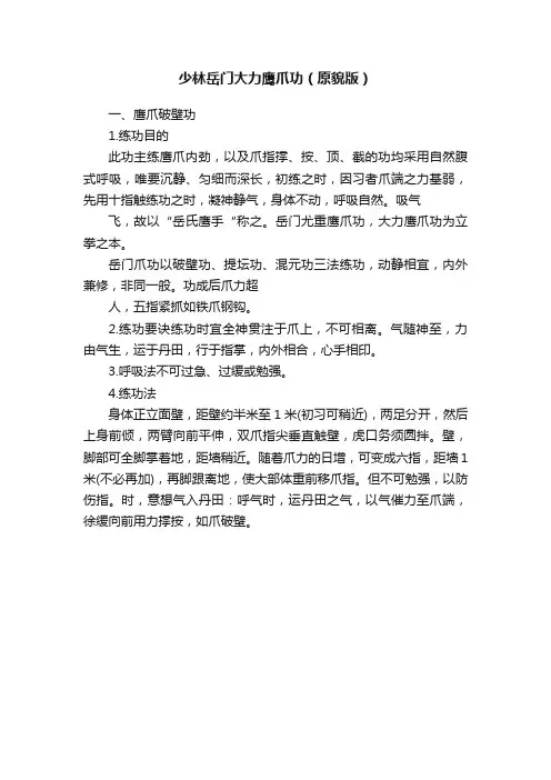少林岳门大力鹰爪功（原貌版）