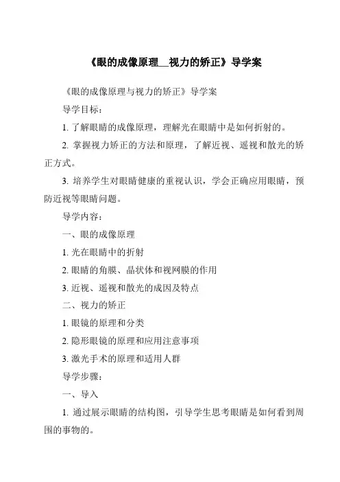 《眼的成像原理__视力的矫正核心素养目标教学设计、教材分析与教学反思-2023-2024学年科学华东