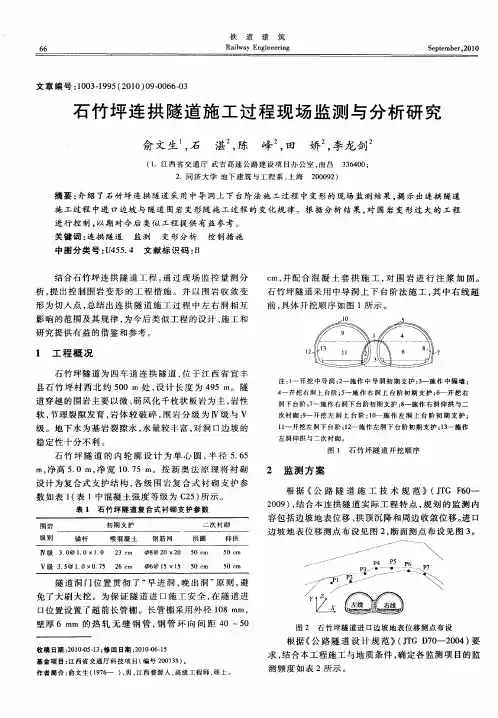 石竹坪连拱隧道施工过程现场监测与分析研究