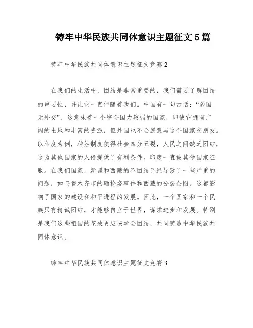 铸牢中华民族共同体意识主题征文5篇
