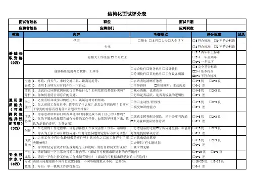 结构化面试评分表