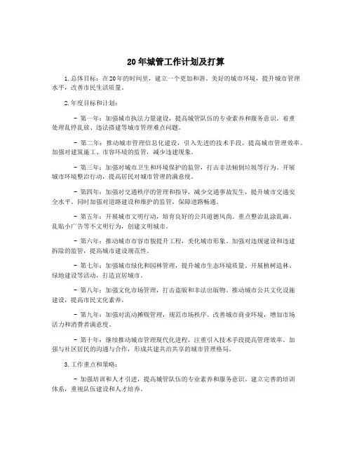 20年城管工作计划及打算