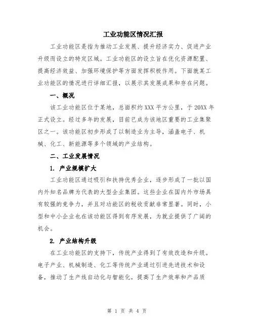 工业功能区情况汇报