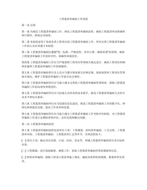 工程量清单编制工作制度