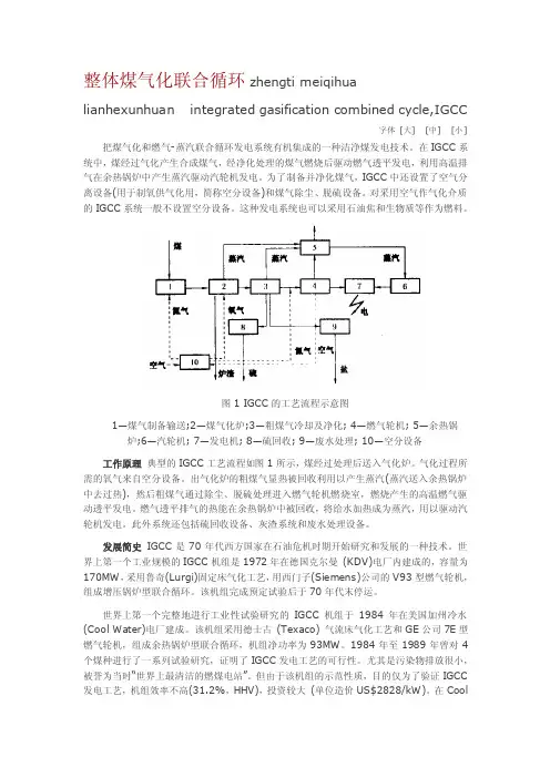 整体煤气化联合循环zhengtimeiqihualianhexunhuan