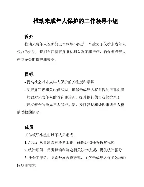推动未成年人保护的工作领导小组