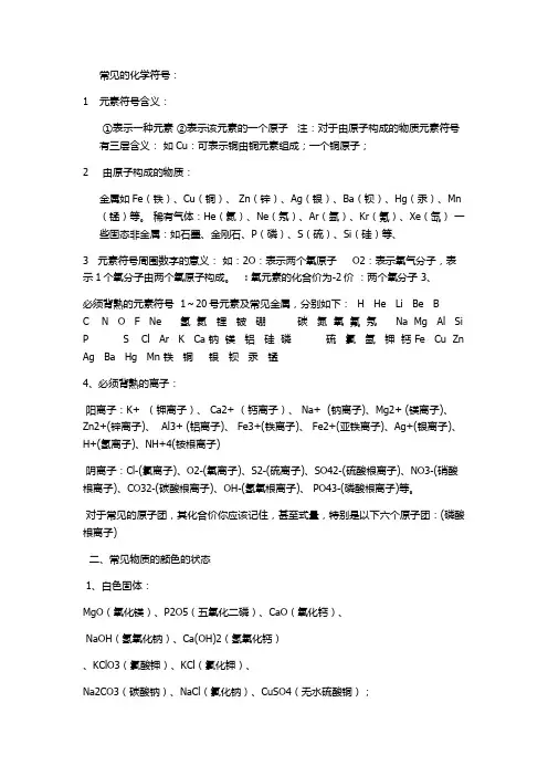 常见的化学符号
