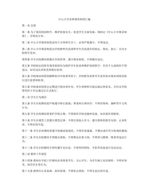 中心小学各种规章制度汇编