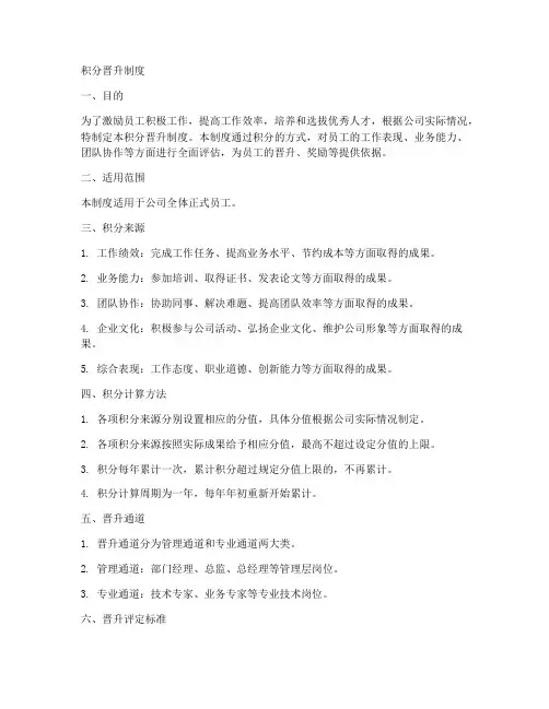 积分晋升制度模板