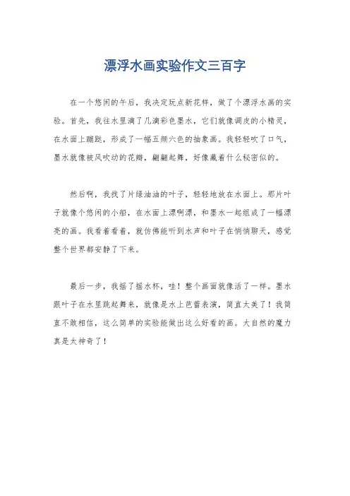 漂浮水画实验作文三百字