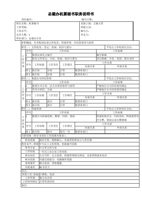 机要秘书职务说明.doc