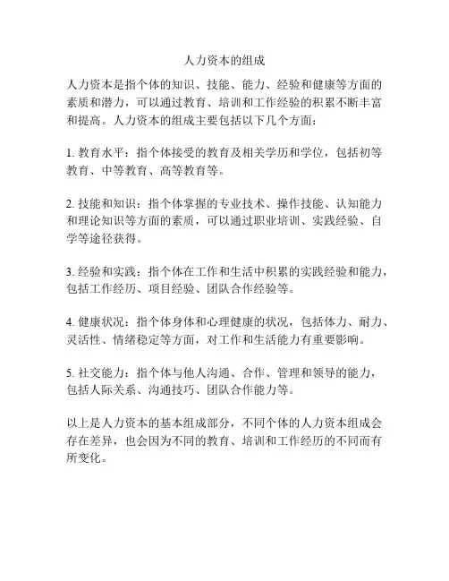 人力资本的组成