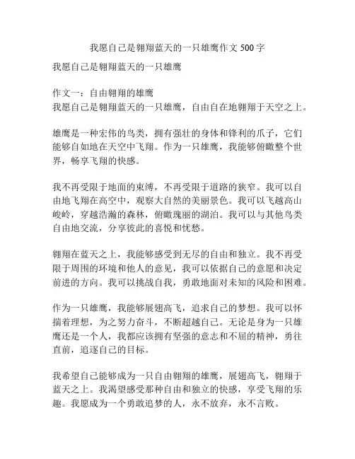 我愿自己是翱翔蓝天的一只雄鹰作文500字