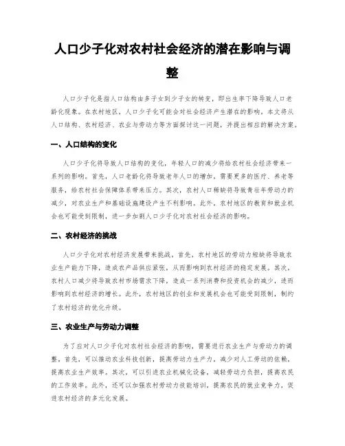 人口少子化对农村社会经济的潜在影响与调整