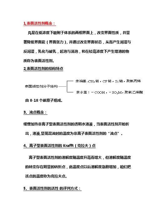 表面活性剂相关考试题目