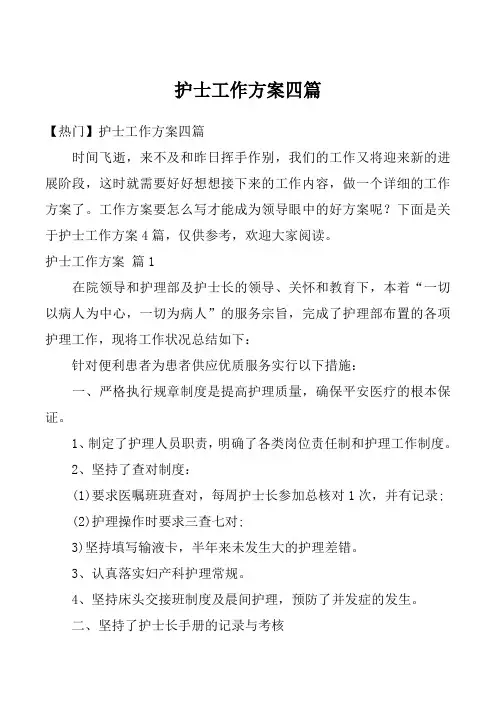 护士工作方案四篇
