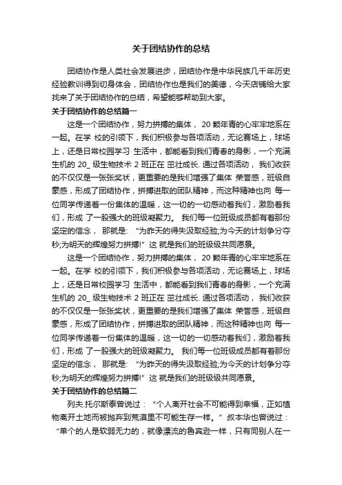 关于团结协作的总结