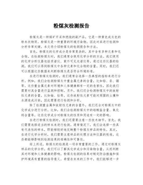 粉煤灰检测报告