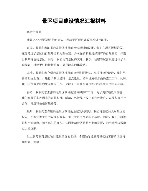 景区项目建设情况汇报材料