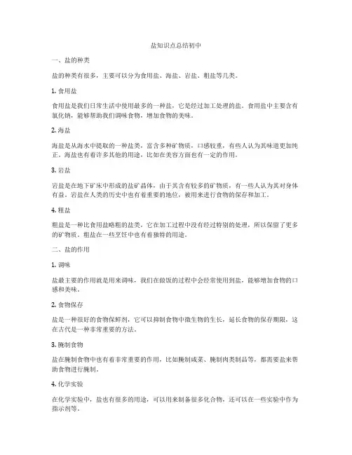 盐知识点总结初中