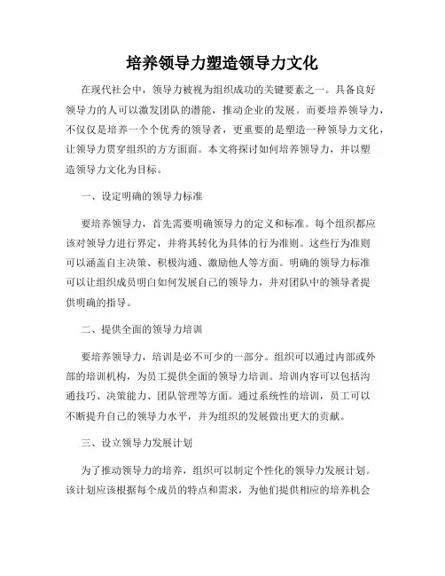 培养领导力塑造领导力文化