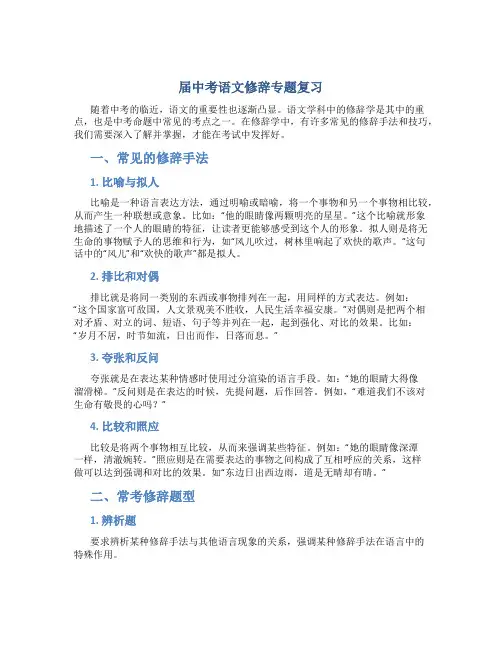届中考语文修辞专题复习