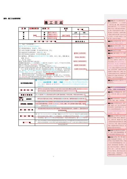 施工日志填写样表 最详细的范例 