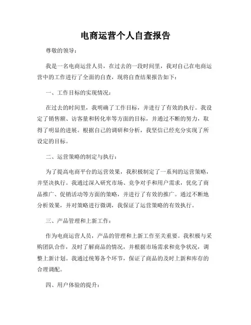 电商运营个人自查报告