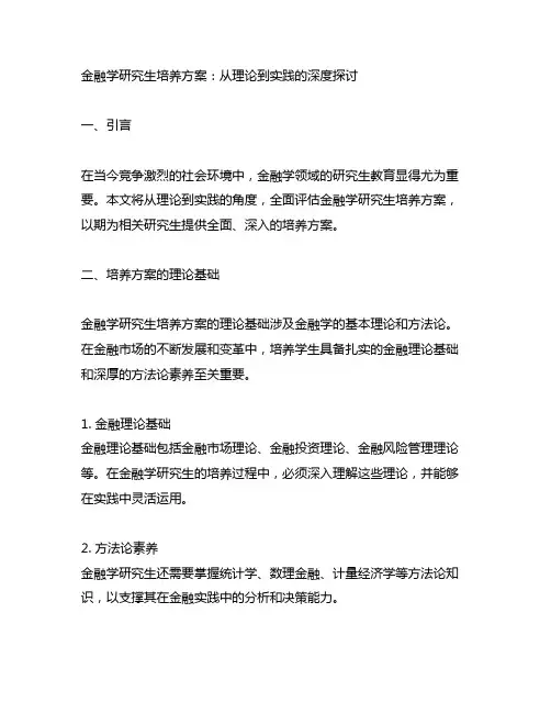 金融学研究生培养方案 0251
