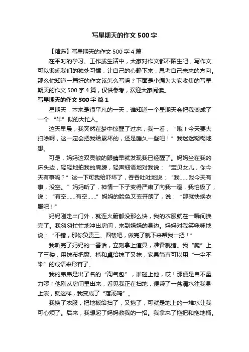 【精选】写星期天的作文500字4篇