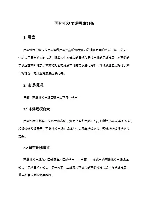 2024年西药批发市场需求分析