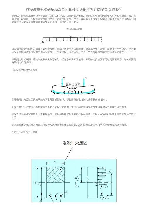 现浇混凝土框架结构常见的构件失效形式及加固手段有哪些？