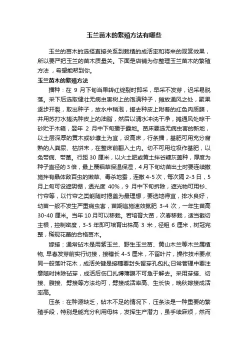 玉兰苗木的繁殖方法有哪些