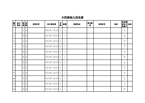 小四班幼儿花名册