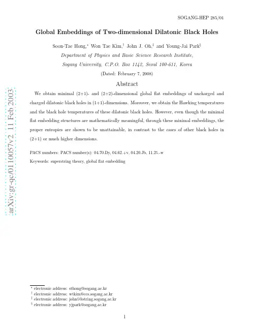 Global Embeddings of Two-dimensional Dilatonic Black Holes