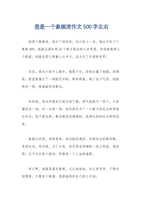 我是一个象棋迷作文500字左右