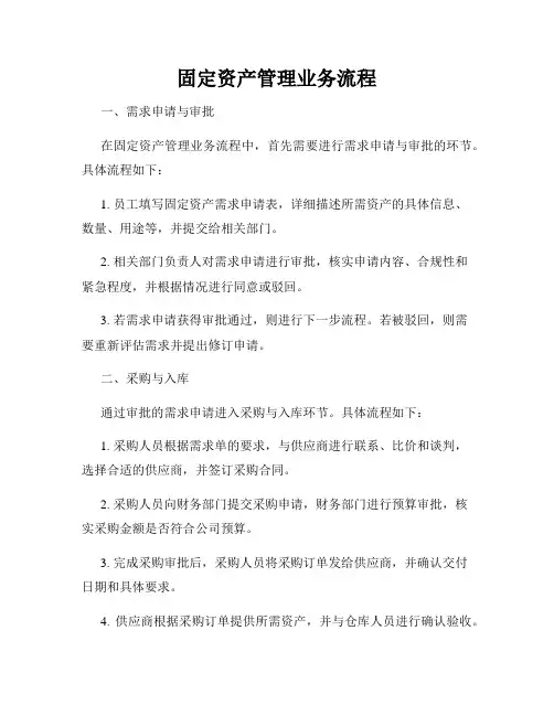 固定资产管理业务流程