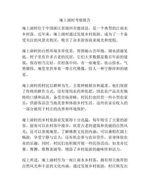 庵上湖村考察报告