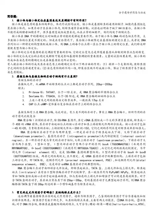 分子遗传学简答与论述