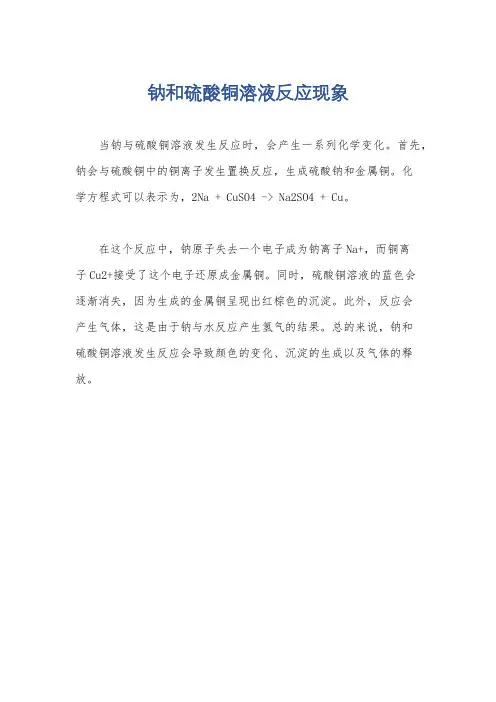 钠和硫酸铜溶液反应现象